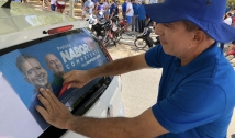 Primeira ação de campanha do candidato Nabor adesiva centenas de veículos