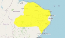 Paraíba tem 189 cidades incluídas em alerta de perigo potencial por chuvas intensas