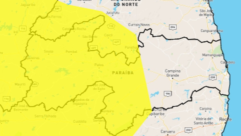 Inmet emite alerta amarelo de perigo potencial de chuvas para mais de 100 cidades da Paraíba