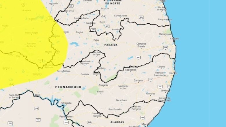Alto Sertão da PB tem 31 cidades incluídas em alerta de perigo potencial por chuvas intensas