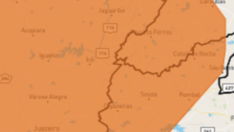 Inmet alerta sobre o perigo de fortes chuvas nas regiões de Cajazeiras, Sousa e Vale do Piancó