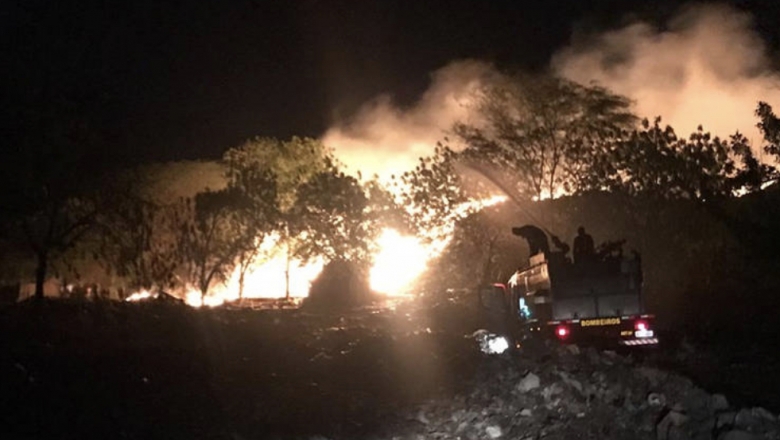 Bombeiros lutam contra outro grande incêndio no Lixão de Cajazeiras