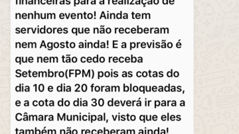 Parte dos servidores da Prefeitura de São João do Rio do Peixe está com salário atrasado há quase dois meses, afirma sindicato