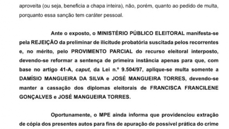 MPE-PB emite parecer favorável à cassação do prefeito Zé Mangueira e da vice-prefeita Tilene em Triunfo