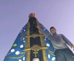 Empresário constrói estátua de Nossa Senhora Aparecida, na serra de Boqueirão de Piranhas; veja vídeo