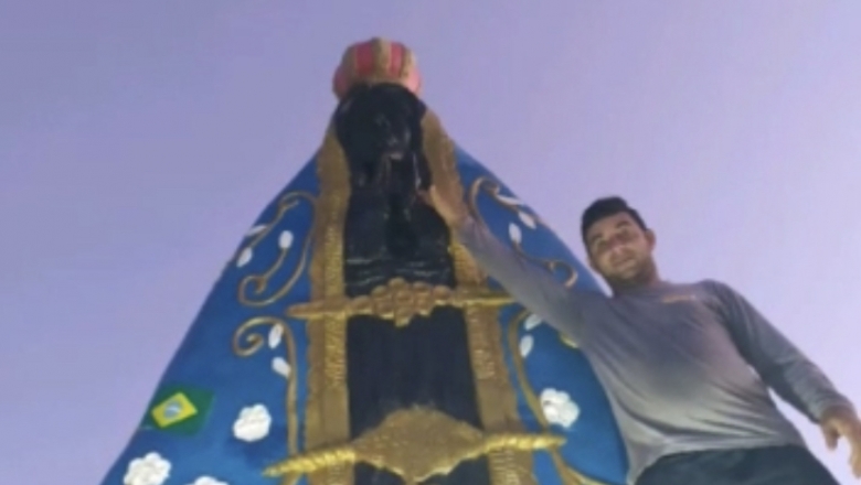 Empresário constrói estátua de Nossa Senhora Aparecida, na serra de Boqueirão de Piranhas; veja vídeo