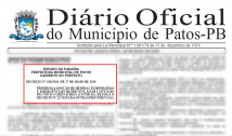 Prefeitura de Patos ressalta que medidas restritivas do Decreto 028 estão em vigor até o dia 15 de junho