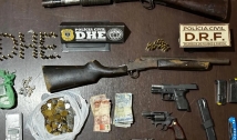 Polícia Civil prende três, armas e drogas, em Patos; contra um bandido existia um mandado de prisão por homicídio 